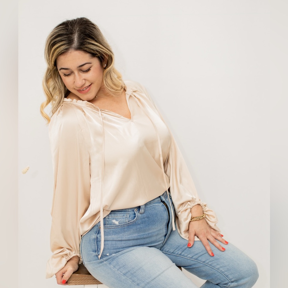 Mine Cream Satin Women's Blouse